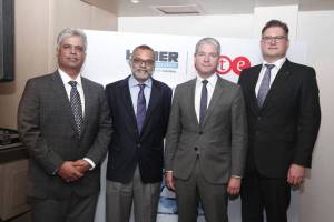 L to R: Mr Bhushan Zarapkar, Director Operations - A.T.E. Envirotech Private Limited, Mr Anuj Bhagwati, Head - A.T.E. Group, Mr Georg Huber, CEO, HUBER SE, Mr Franz Heindl, Director International Sales - HUBER SE