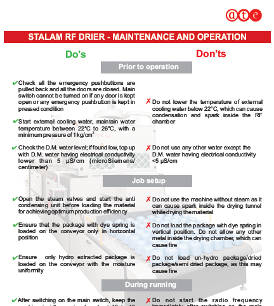 Stalam RF driers &ndash; operation and maintenance